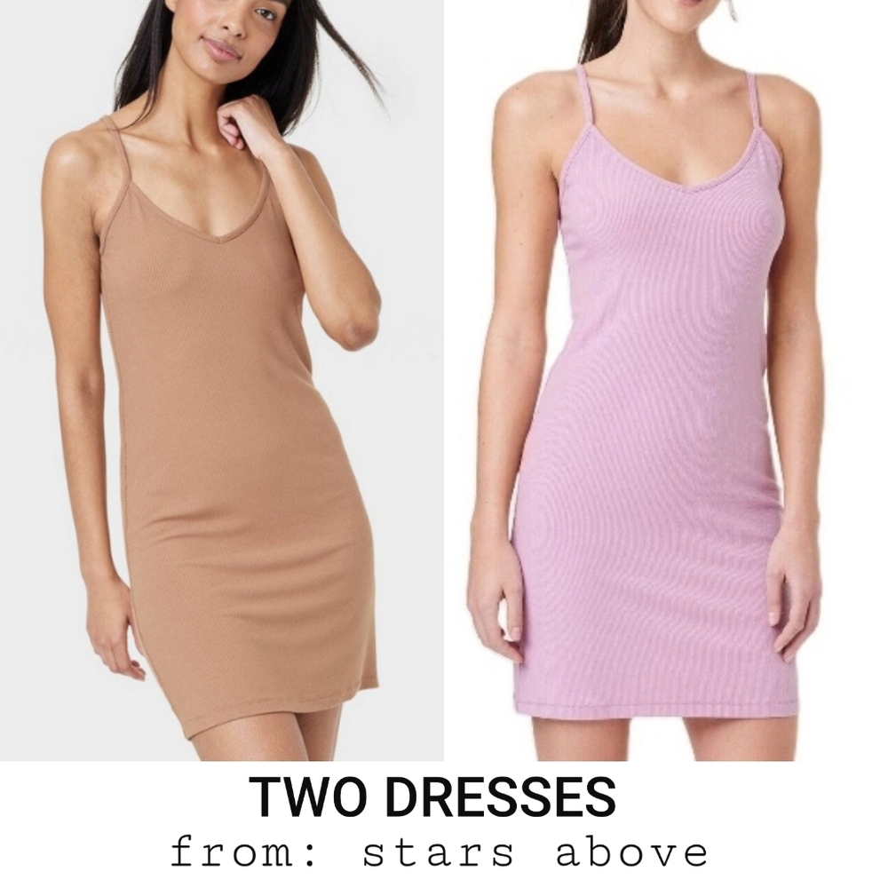 NWOT Two Dresses- Stars Above - Womens Size XS Lt. Purple & Tan Beautifully Soft